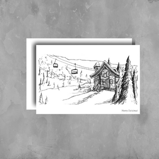 Ski Chalet Merry Christmas Greeting Card - Roots & Wings Candles 