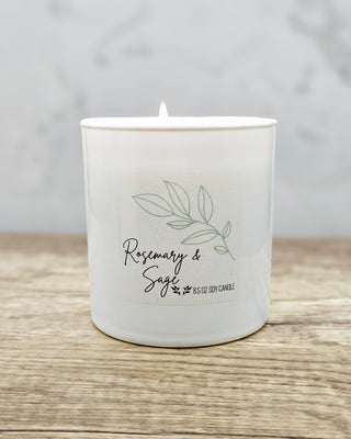 rosemary and sage white candle