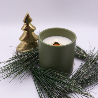 winter pine wood wick candle