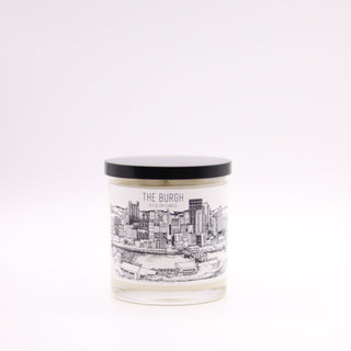 the burgh candle with black lid 