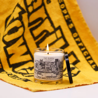 the burgh pittsburgh candle on terrible towel
