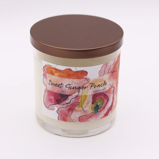sweet ginger peach candle with bronze lid
