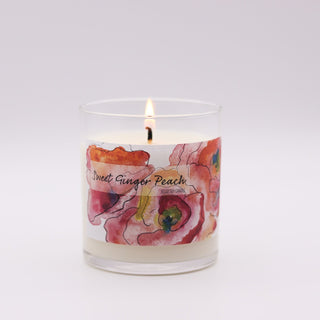 lit sweet ginger peach candle