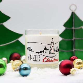 yinzer christmas candle with ornaments