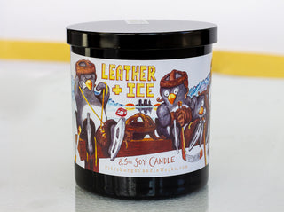 leather + ice hockey candle